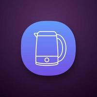 Electric kettle app icon. UI UX user interface. Hot water pot. Kitchen appliance. Web or mobile application. Vector isolated illustration
