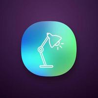 Table lamp app icon. Desk lamp. UI UX user interface. Web or mobile application. Vector isolated illustration