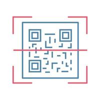 QR code scanning color icon. 2D code reading app. Matrix barcode scanner. Two-dimensional barcode. Isolated vector illustration