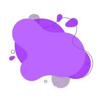 Abstract fluid design element. Minimalistic background for text. Wavy bubble banner, poster clipart with lines, dots. Flowing liquid purple flat shape. Geometric color illustration. Isolated vector