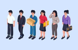 Office Worker Isometric Elements vector