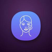 Makeup removal app icon. Skin moisturizing. Skincare. Neurotoxin injection preparation. Cosmetic procedure. Facial rejuvenation. Using hyaluronic acid. UI UX interface. Vector isolated illustration