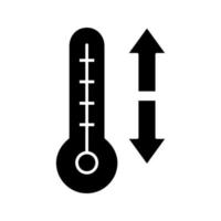 icono de glifo de control de clima. símbolo de la silueta. regulación de la temperatura. termómetro con flechas hacia arriba y hacia abajo. espacio negativo. ilustración vectorial aislada vector