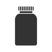 Prescription pills bottle glyph icon. Medications. Silhouette symbol. Negative space. Vector isolated illustration