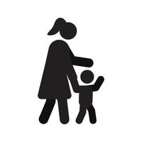 Mother with child in side view silhouette icon. Motherhood. Parent. Isolated vector illustration