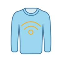 NFC clothes color icon. Near field communication sweater. RFID tag. Contactless technology. NFC jumper. Isolated vector illustration