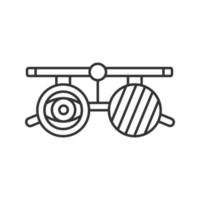 Eye exam glasses linear icon. Thin line illustration. Visual acuity testing. Optometry. Contour symbol. Vector isolated outline drawing