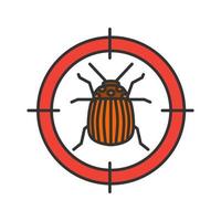 Colorado beetle target color icon. Potato bug repellent. Pest control. Isolated vector illustration