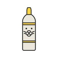 Pet shampoo color icon. Soap bottle with animal face. Pets hygienic product. Isolated vector illustration