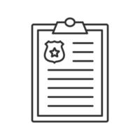 Police report linear icon. Thin line illustration. Parking fine. Traffic ticket. Contour symbol. Vector isolated outline drawing