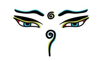 Buddha eyes of the Nepal. Asian Religion symbol. Vector  illustration