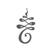 Unalome hand drawn sign. Hindu and Buddhist symbol representing path to enlightenment. Isolated vector illustration