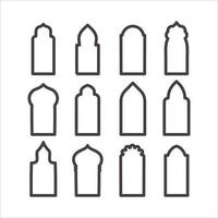 Arabic window line shape. Mosque doors gate. Decorative frame. Archtecture border. Vector