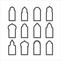 Arabic window line shape. Mosque doors gate. Decorative frame. Archtecture border. Vector