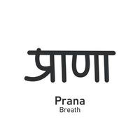 Prana Sanskrit text calligraphy. Breath energy symbol. Vector