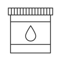 Printer cartridge ink linear icon. Thin line illustration. Plastic bottle with drop. Contour symbol. Vector isolated outline drawing