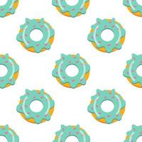 seamless donut pattern with blue glaze. vector illustration on a white background.