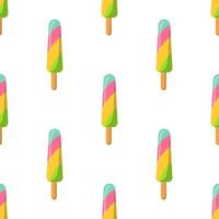patrón sin costuras de helado multicolor en un palito de paleta. ilustración vectorial sobre un fondo blanco vector