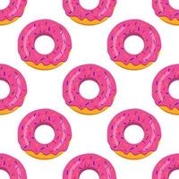 seamless donut pattern with pink glaze. vector illustration on a white background.