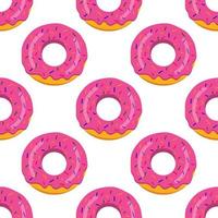 seamless donut pattern with pink glaze. vector illustration on a white background.