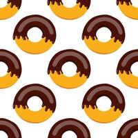 seamless chocolate donut pattern with chocolate icing. vector illustration on a white background.