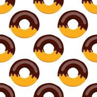 seamless chocolate donut pattern with chocolate icing. vector illustration on a white background.