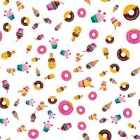 seamless cupcake and ice cream pattern. vector illustration on a white background.