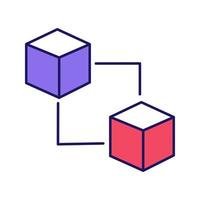 Blockchain technology color icon. Cryptocurrency. Fintech. E-commerce. Connected cubes. Isolated vector illustration