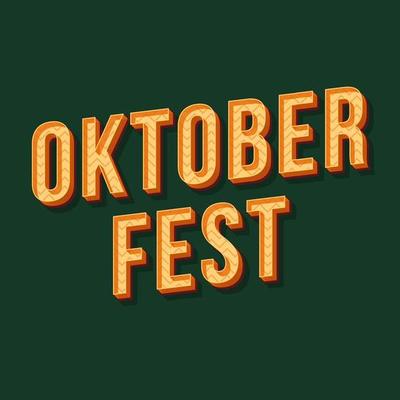 Oktoberfest vintage 3d vector lettering. Retro bold font, typeface. Pop art zig zag stylized text. Old school style letters. 90s, 80s festive poster, banner, t shirt typography. Green color background