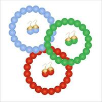 Bijouterie. Women's jewelry. Picture of bracelets and earrings. vector