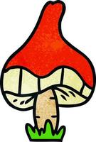 textured cartoon doodle of a single mushroom vector