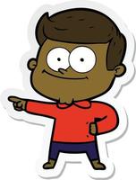 sticker of a cartoon happy man vector
