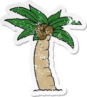 distressed sticker of a cartoon palm tree vector