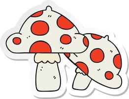 sticker of a quirky hand drawn cartoon toadstools vector