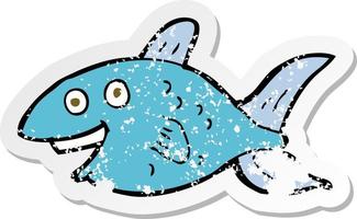 retro distressed sticker of a cartoon fish vector