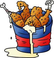 gradient cartoon doodle bucket of fried chicken vector