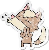 distressed sticker of a howling wolf cartoon vector