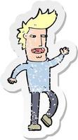 retro distressed sticker of a cartoon loudmouth man vector