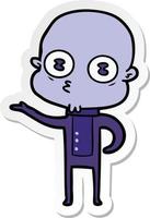 sticker of a cartoon weird bald spaceman vector