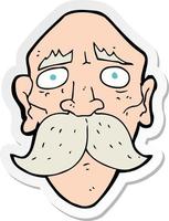 sticker of a cartoon sad old man vector