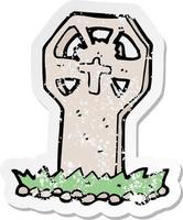 retro distressed sticker of a cartoon spooky grave vector