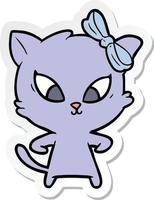 sticker of a cartoon cat vector