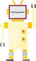 retro illustration style cartoon robot vector