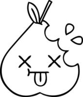 line drawing cartoon green pear vector