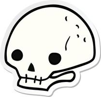 sticker of a cartoon spooky skull vector