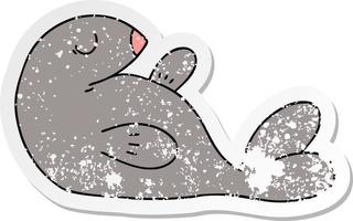 distressed sticker of a quirky hand drawn cartoon seal vector