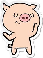 sticker of a happy cartoon pig vector