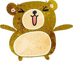 retro cartoon kawaii cute teddy bear vector