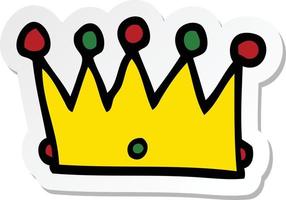 sticker of a cartoon crown vector