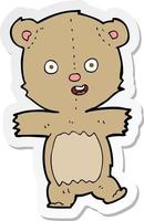 pegatina de un oso de peluche bailando de dibujos animados vector
